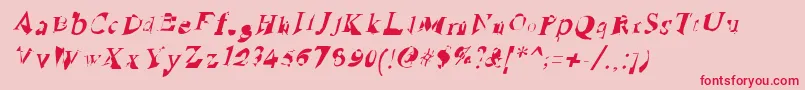 フォントRuinedSerifIta – ピンクの背景に赤い文字