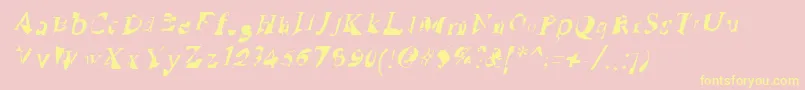 RuinedSerifIta-Schriftart – Gelbe Schriften auf rosa Hintergrund