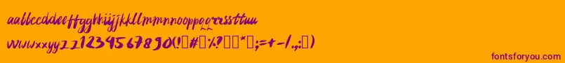 rujakpetis-Schriftart – Violette Schriften auf orangefarbenem Hintergrund
