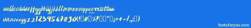 rujakpetis Font – Yellow Fonts on Blue Background