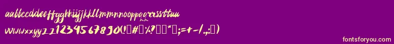 rujakpetis-fontti – keltaiset fontit violetilla taustalla