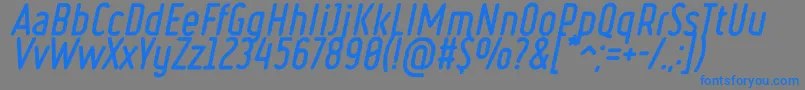 Czcionka Ruler Bold Italic – niebieskie czcionki na szarym tle