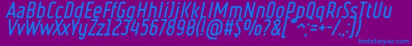 Czcionka Ruler Bold Italic – niebieskie czcionki na fioletowym tle