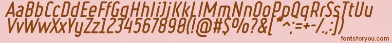 Fonte Ruler Bold Italic – fontes marrons em um fundo rosa