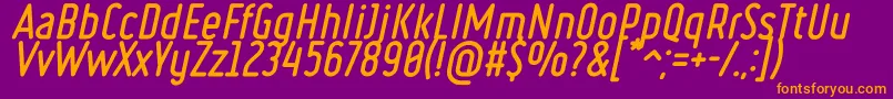 Fonte Ruler Bold Italic – fontes laranjas em um fundo violeta