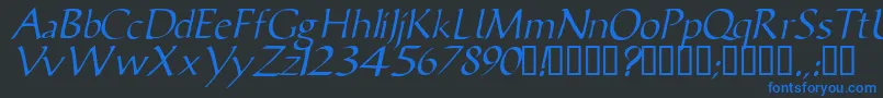 フォントVicisskItalic – 黒い背景に青い文字