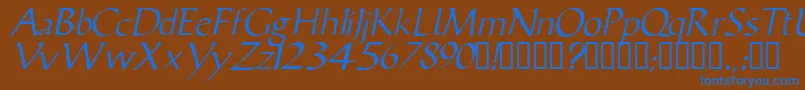フォントVicisskItalic – 茶色の背景に青い文字