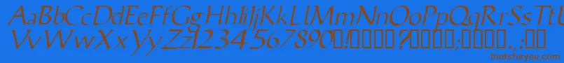 Fonte VicisskItalic – fontes marrons em um fundo azul