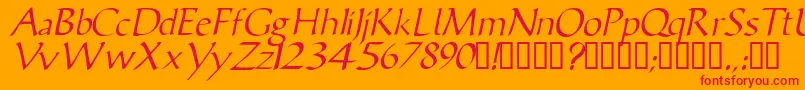 VicisskItalic-Schriftart – Rote Schriften auf orangefarbenem Hintergrund