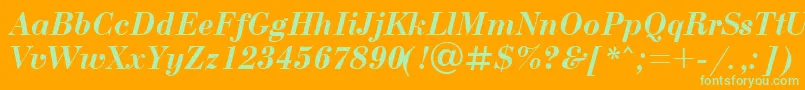 UkBodoniBolditalic Font – Green Fonts on Orange Background