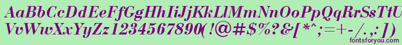 UkBodoniBolditalic Font – Purple Fonts on Green Background