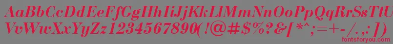 UkBodoniBolditalic-Schriftart – Rote Schriften auf grauem Hintergrund