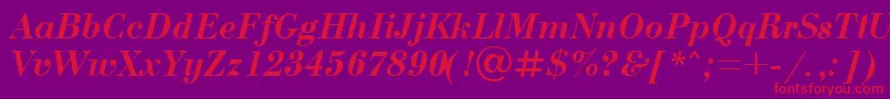 UkBodoniBolditalic Font – Red Fonts on Purple Background