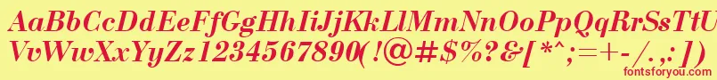 UkBodoniBolditalic Font – Red Fonts on Yellow Background