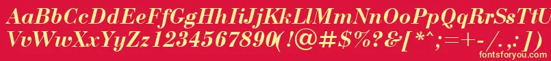UkBodoniBolditalic Font – Yellow Fonts on Red Background