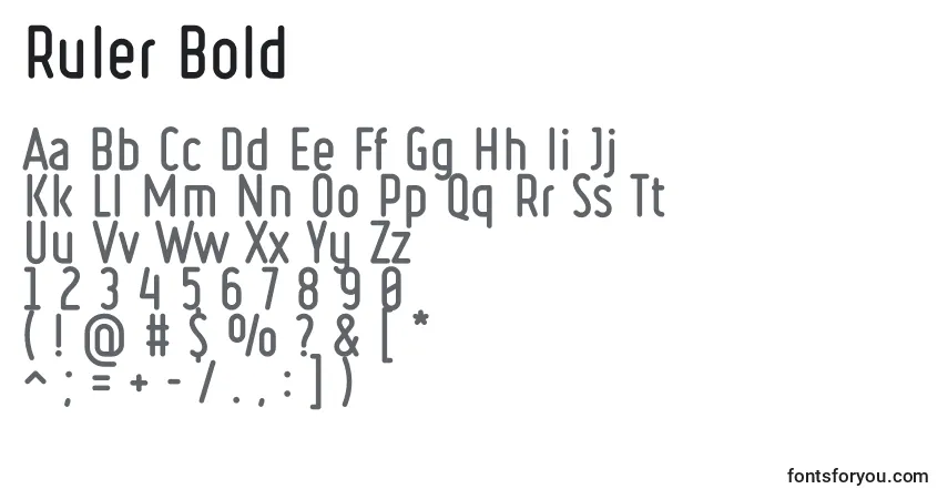 Czcionka Ruler Bold – alfabet, cyfry, specjalne znaki