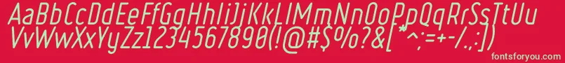 フォントRuler Italic – 赤い背景に緑の文字