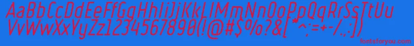 Ruler Italic Font – Red Fonts on Blue Background