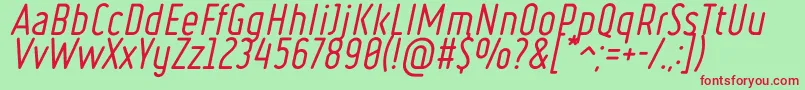 Ruler Italic Font – Red Fonts on Green Background