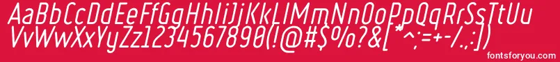 Fonte Ruler Italic – fontes brancas em um fundo vermelho