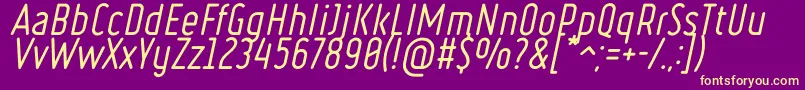 Fonte Ruler Italic – fontes amarelas em um fundo roxo