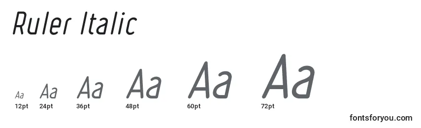 Größen der Schriftart Ruler Italic