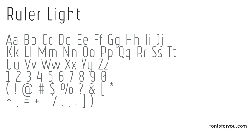 Schriftart Ruler Light – Alphabet, Zahlen, spezielle Symbole