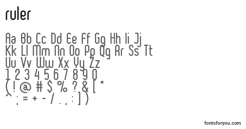 Schriftart Ruler (139303) – Alphabet, Zahlen, spezielle Symbole