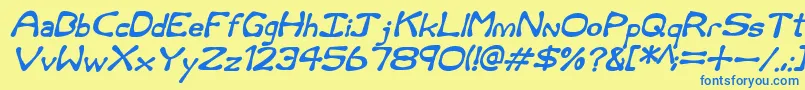 Rum and Bones Italic Font – Blue Fonts on Yellow Background
