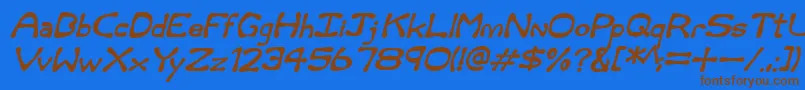 Czcionka Rum and Bones Italic – brązowe czcionki na niebieskim tle