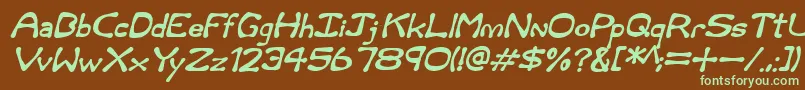 Czcionka Rum and Bones Italic – zielone czcionki na brązowym tle