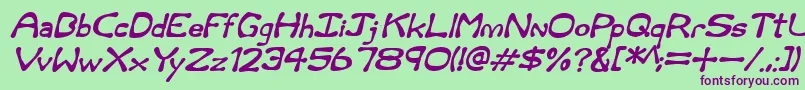 Rum and Bones Italic Font – Purple Fonts on Green Background