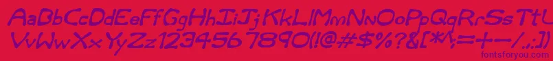Rum and Bones Italic Font – Purple Fonts on Red Background