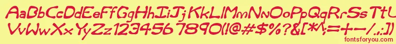 Rum and Bones Italic Font – Red Fonts on Yellow Background