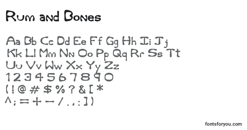 A fonte Rum and Bones – alfabeto, números, caracteres especiais