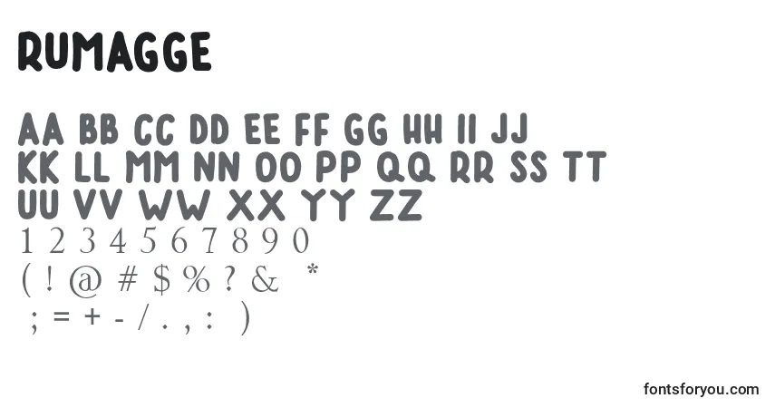 RUMAGGE-fontti – aakkoset, numerot, erikoismerkit