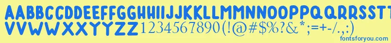 RUMAGGE Font – Blue Fonts on Yellow Background