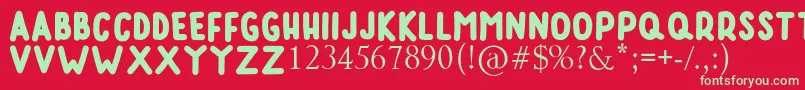 RUMAGGE Font – Green Fonts on Red Background
