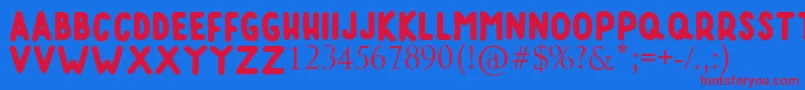 RUMAGGE Font – Red Fonts on Blue Background