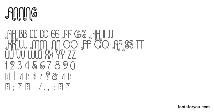 Шрифт Anning – алфавит, цифры, специальные символы