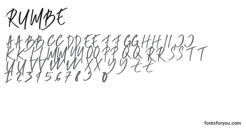 Czcionka Rumbe – alfabet, cyfry, specjalne znaki