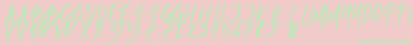 フォントrumbe – ピンクの背景に緑の文字