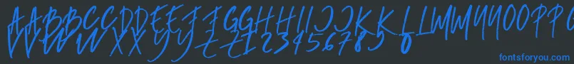 Weitere Informationen zur rumbe-Schriftart rumbe-Schriftart – Blaue Schriften auf schwarzem Hintergrund
