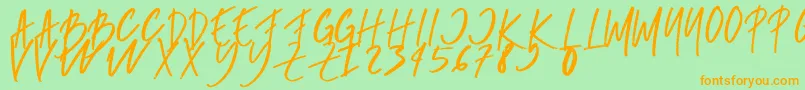 rumbe-fontti – oranssit fontit vihreällä taustalla