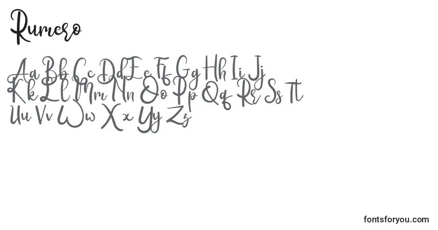 Шрифт Rumero – алфавит, цифры, специальные символы