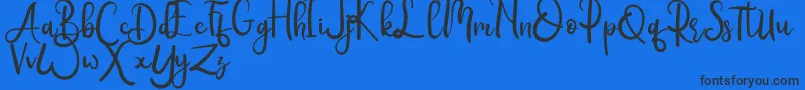 Rumero-Schriftart – Schwarze Schriften auf blauem Hintergrund