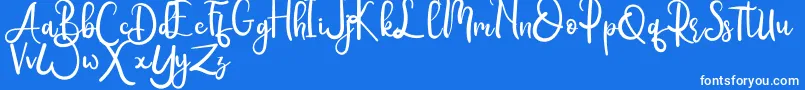 Rumero-Schriftart – Weiße Schriften auf blauem Hintergrund