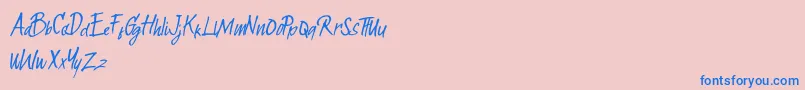 Rumetes-Schriftart – Blaue Schriften auf rosa Hintergrund
