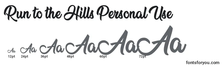 Run to the Hills Personal Use Font Sizes