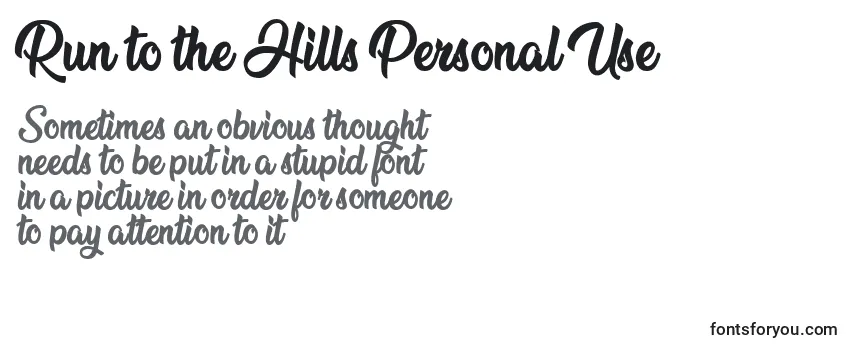 Schriftart Run to the Hills Personal Use